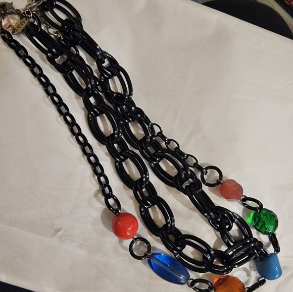 Sabika S20 Digitized Multi Colored 34" Black Chain Necklace Can Be Doubled NWOT - Picture 6 of 6